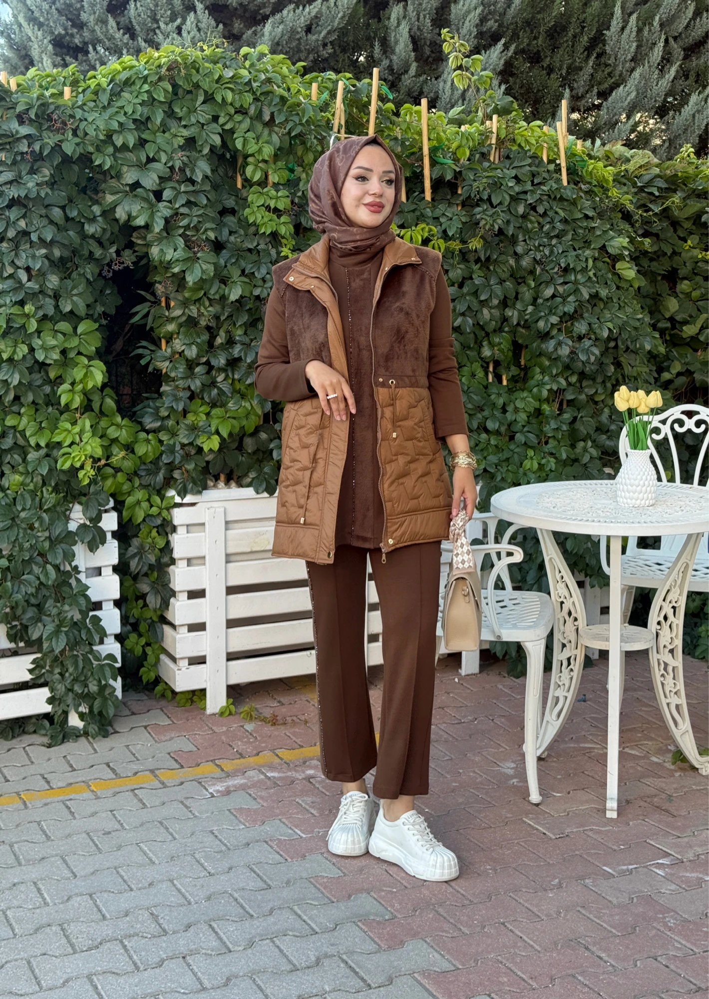 Pureva yeleği kürklü 3lü takim CAMEL